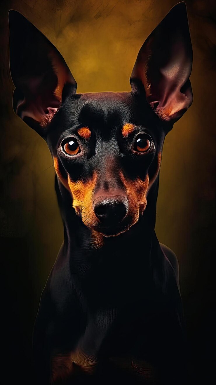 Foto colagem criativa de um cão em um fundo escuro gerada por ia