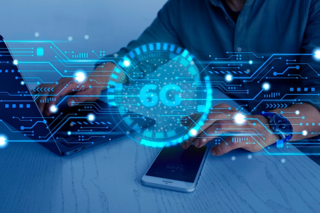 colagem de conexão de internet 6g