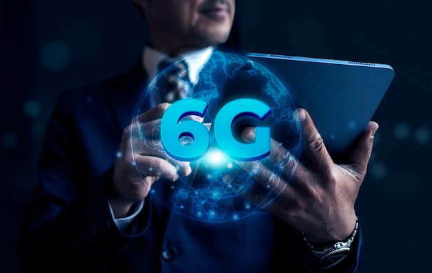 Foto colagem de conexão de internet 6g