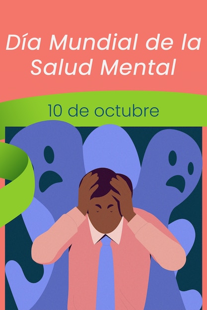 Colagem de conscientização sobre o Dia Mundial da Saúde Mental
