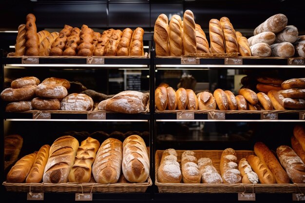 Foto colagem de pão numa padaria