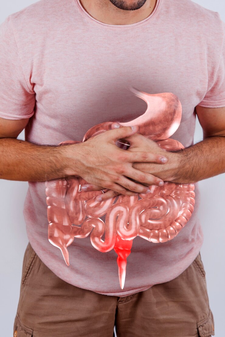 Foto colagem de problema médico com sangue nas fezes