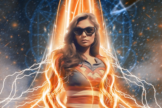 Foto colagem de retratos de super-heróis femininos