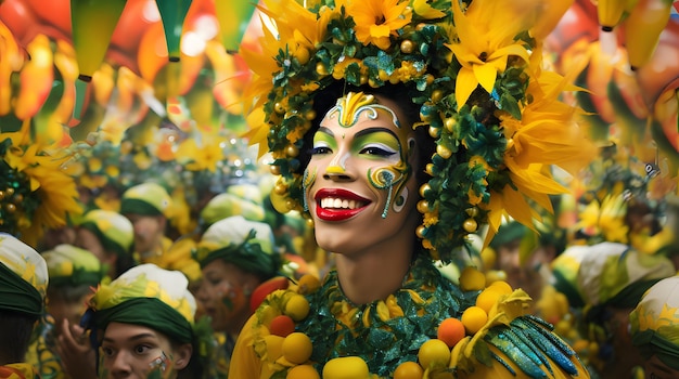 Foto colagem digital surreal de uma manga em um carnaval brasileiro