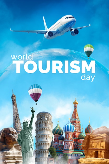 Colagem do Dia Mundial do Turismo