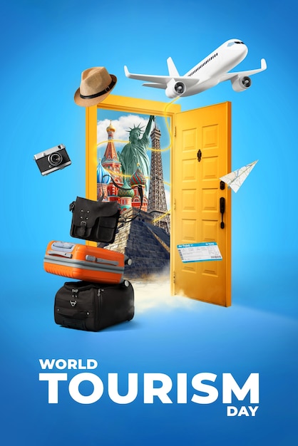 Colagem do Dia Mundial do Turismo
