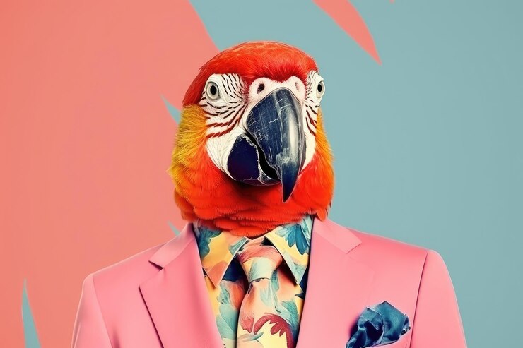 Foto colagem retro papagaio sonhador animais aves acessórios