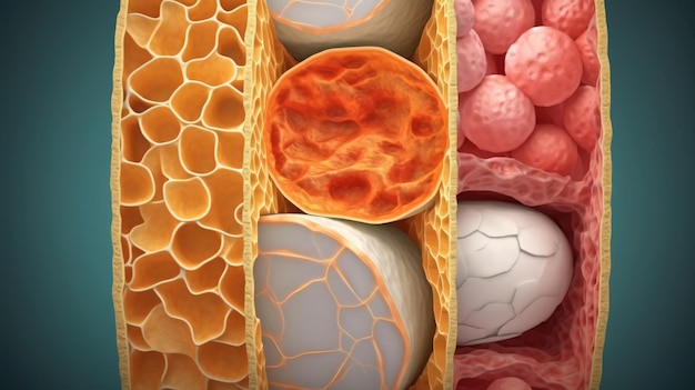 colágeno y vitamina debajo de la célula de la piel