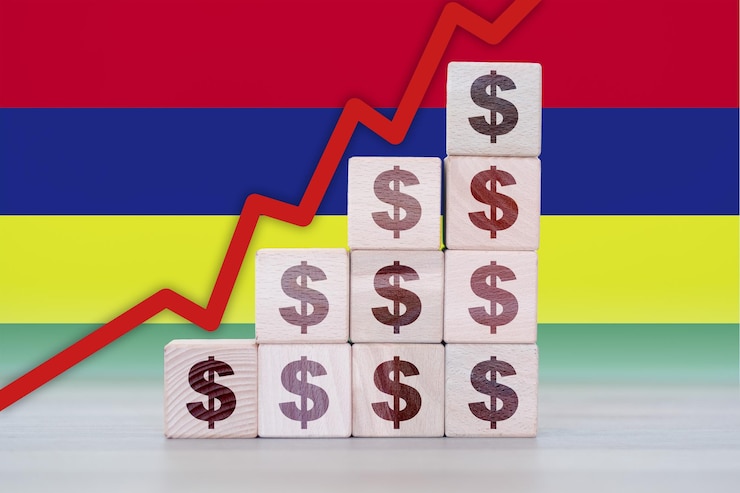 Foto el colapso económico de mauricio aumenta los valores con cubos de declive financiero crisis y degradación