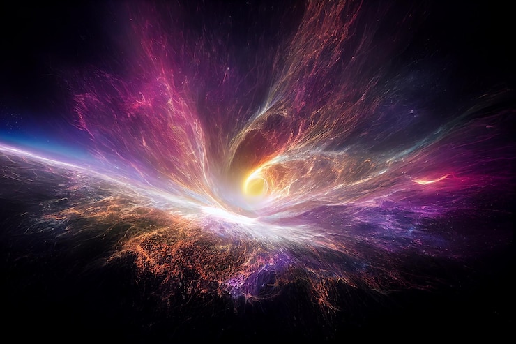 Foto colapso de estrella masiva y nacimiento de fondo abstracto de trabajo de arte 3d de agujero negro