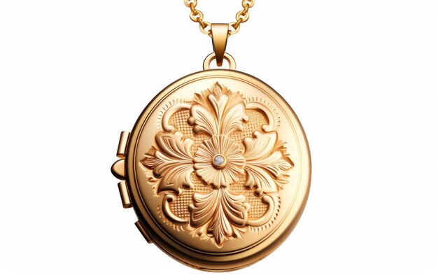 Foto colar de locke de ouro com desenho de flores