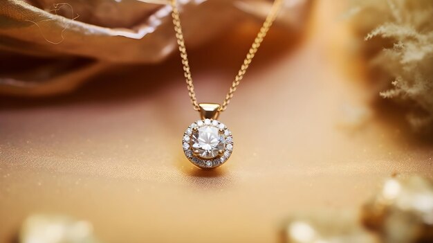 Colar de ouro de close-up com diamantes