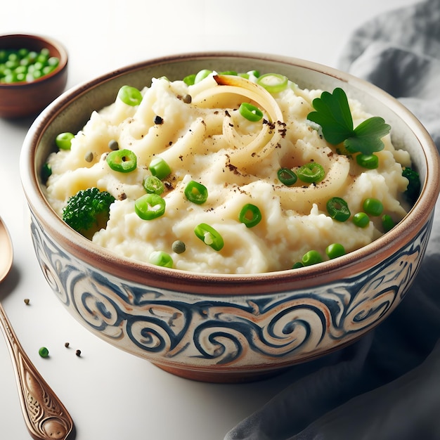 Colcannon tradicional irlandês em tigela projetada