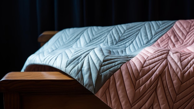 Colcha Chevron Moderna Em Cinza Azul Ou Rosa Fotografia De Mesa Inspirada Na Natureza