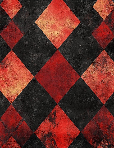 una colcha negra y roja con un diamante rojo en ella