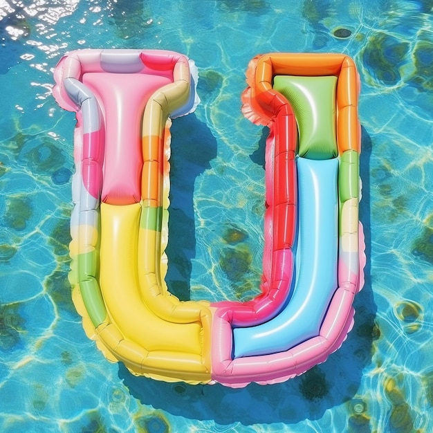 Colchão de ar colorido em forma da letra u