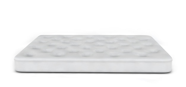 Colchón de cama blanco aislado sobre fondo blanco 3D Render