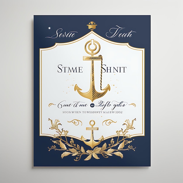 Foto coleção ángula náutica cartão de convite de casamento ángula forma marinha bl ilustração ideia design