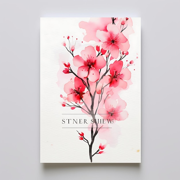 Foto coleção cherry blossom blessings cartão de convite forma retangular r ilustração ideia design