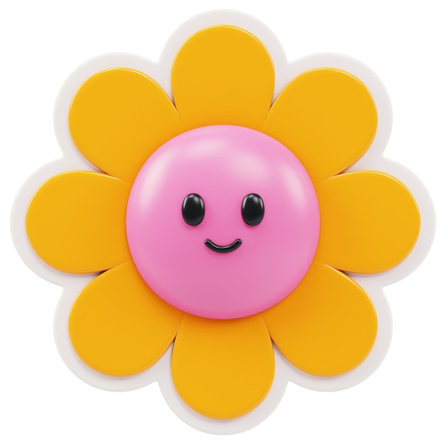 Coleção de adesivos Happy Flower 3D Icon Illustration Pack