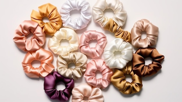 Coleção de bandas elásticas de seda de moda scrunchies