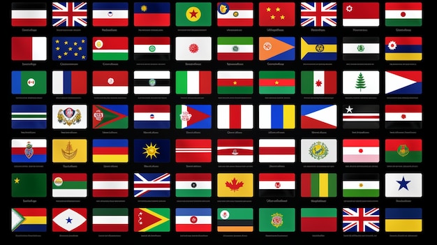 coleção de bandeiras de diferentes países