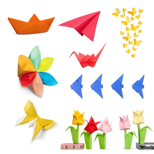 Coleção de brinquedos de papel de origami