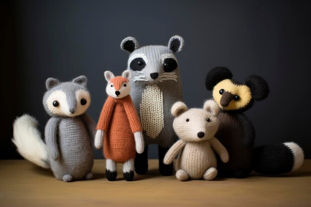 coleção de brinquedos feitos à mão artigos de tricô lã de feltro e algodão animais costurados urso de pelúcia lebre st