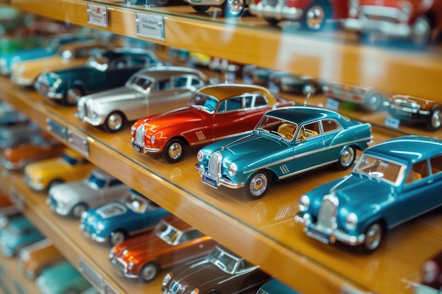 Foto coleção de carros de brinquedo de estilo retro com modelos clássicos