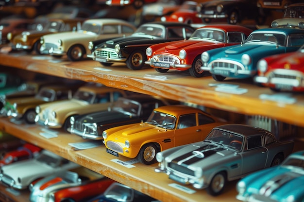 Foto coleção de carros de brinquedo retrô com modelos clássicos