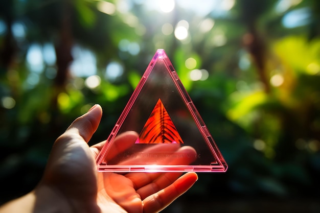 Foto coleção de cartão triangular transparente de plástico anexado a sutiã de palmeira vintage nature hang tag