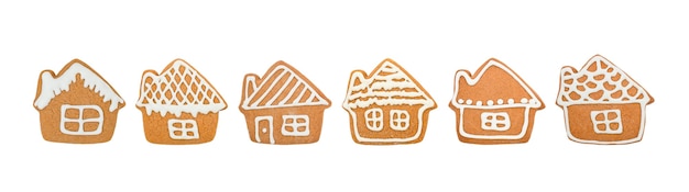 Coleção de casas de biscoitos de gengibre de Natal isoladas no fundo branco