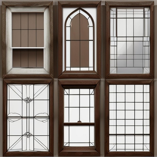 Foto coleção de conjuntos de molduras de janelas de casas de madeira vintage