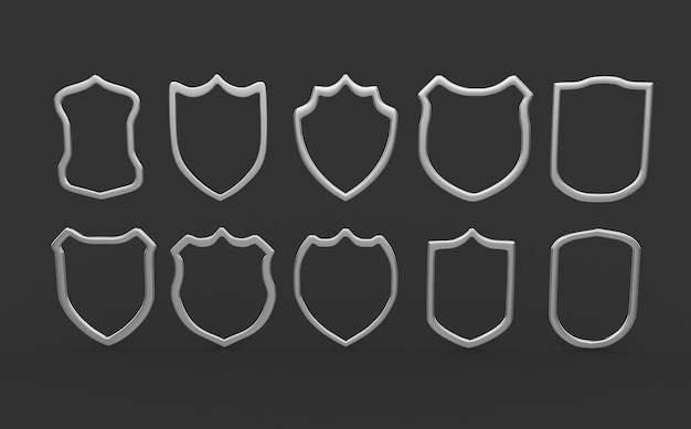 Coleção de contornos estilizados de escudos