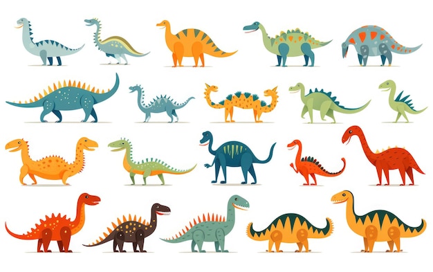 coleção de desenhos animados de dinossauros spritesheet ilustrado rex pré-histórico