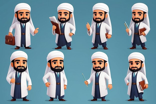 Coleção de desenhos animados de personagens de negócios de Sheikh
