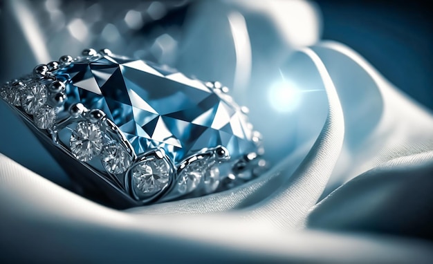 Coleção de design de joias de diamantes azuis e diamantes brancos obra-prima de pedras preciosas de safira exclusivas de luxo e requintadas joalherias sob medida safiras de corte personalizado Generative Ai