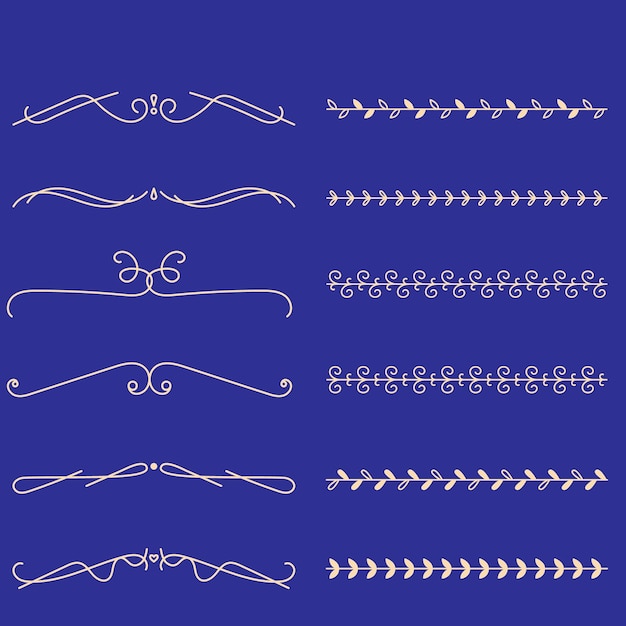 Coleção de divisores ornamentais caligráficos