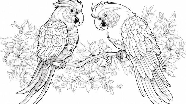 Coleção de dois papagaios arara estilizados