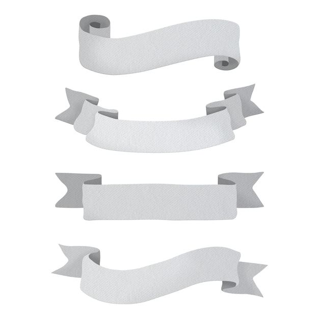Coleção de elementos de design de bandeiras de fita de papel cinza