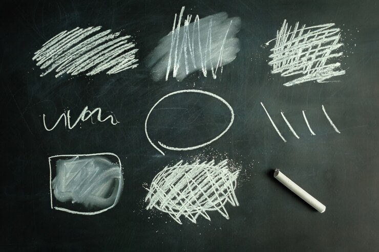 Foto coleção de elementos gráficos desenhados por giz