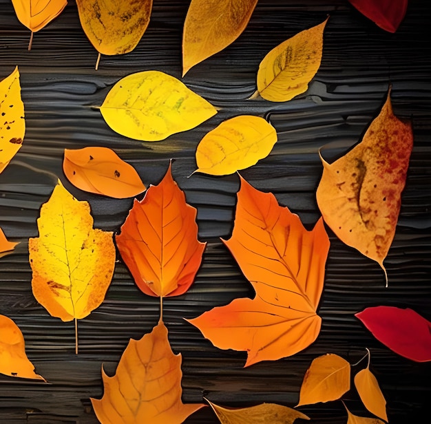Coleção de folhas de outono caídas multicoloridas foto AI gerada