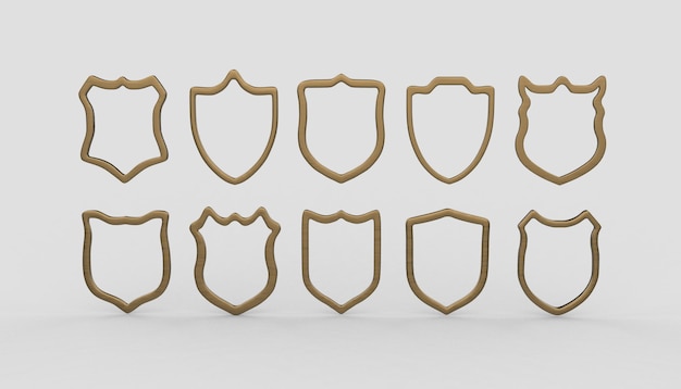 Coleção de formas de escudo e crista de ouro para prêmios e insígnias