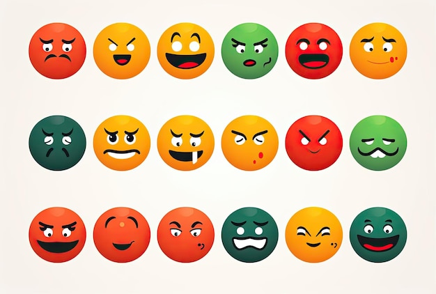 coleção de ícones de emoção flat emoji face design vetorial illustrisciona no estilo da luz