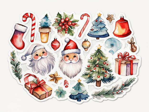coleção de ilustrações de adesivos com temas de Natal e inverno 4