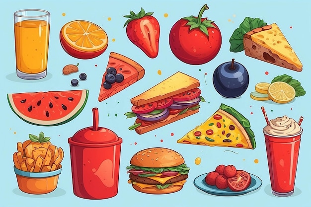 Foto coleção de ilustrações de alimentos