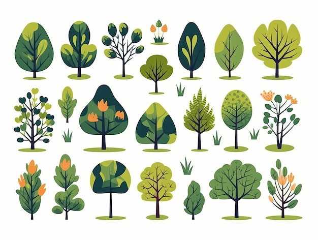 Coleção de ilustrações de árvores