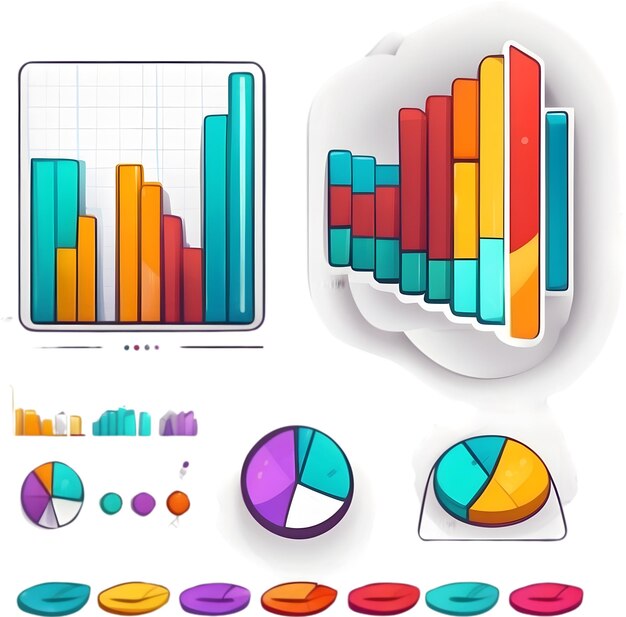 Foto coleção de ilustrações de gráficos conjunto de vetores infográficos elementos de design de visualização de dados gráficos e