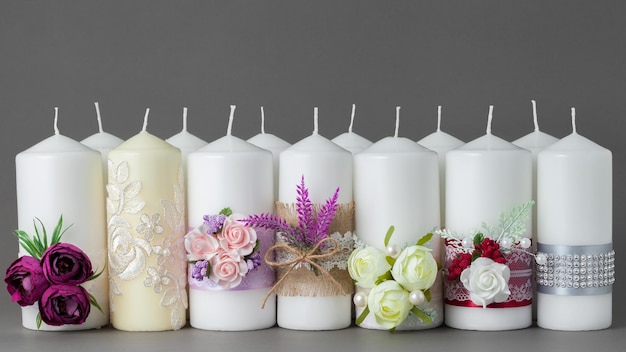 Coleção de lindas velas decoradas