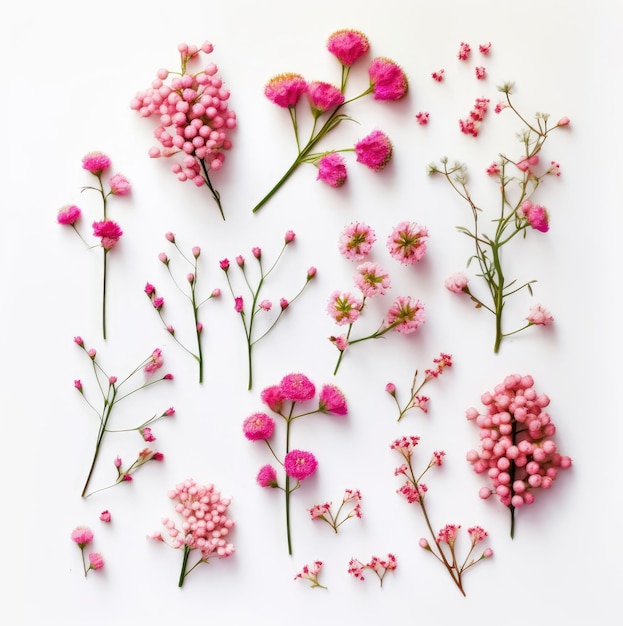 Coleção de lindos galhos de flores de cera rosa